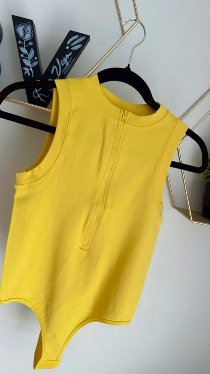 Yellow Basic BodySuit with front Zipper