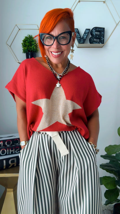 Red Cherry Star Oversized Shirt