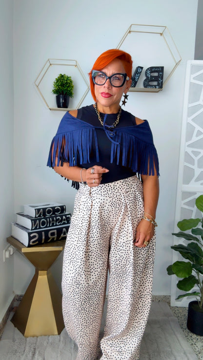 Blue Fringed Scarf