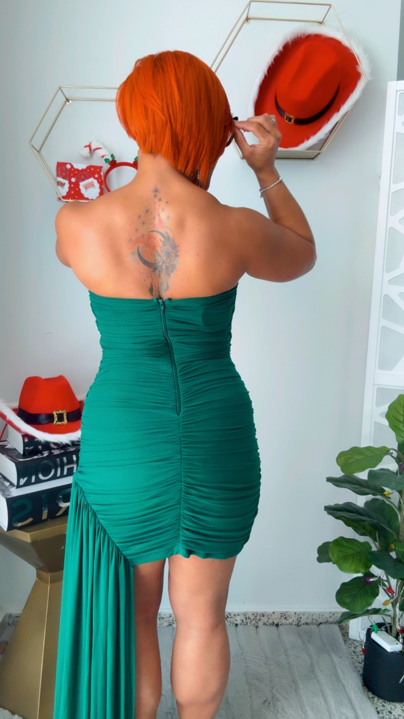 Layered Ruffle Mini Green Dress