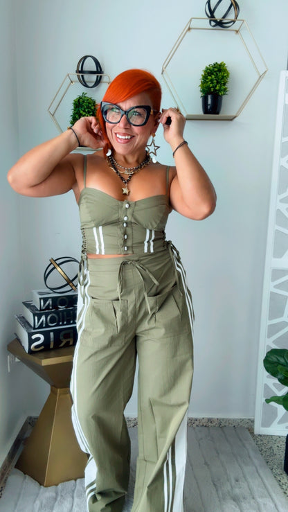Military Green Track Pant Suits