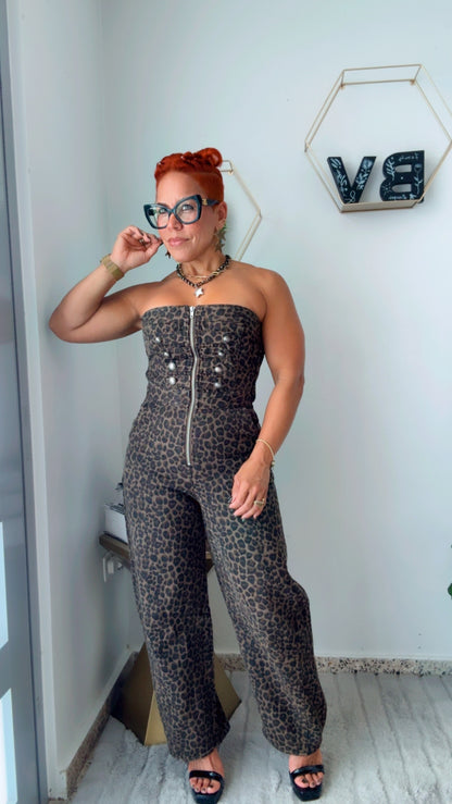 Leopard Barrel & Napoleon Jumpsuit