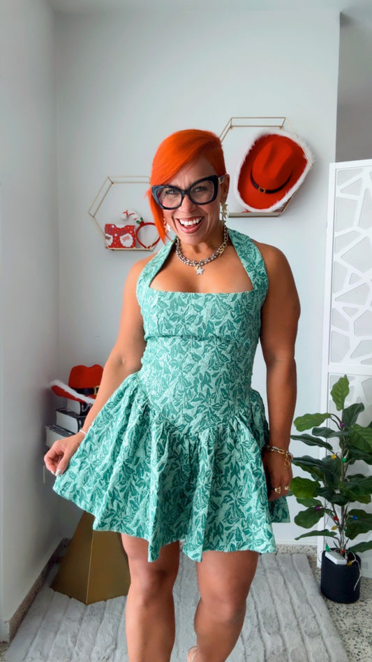 Princess in Green Mini Dress