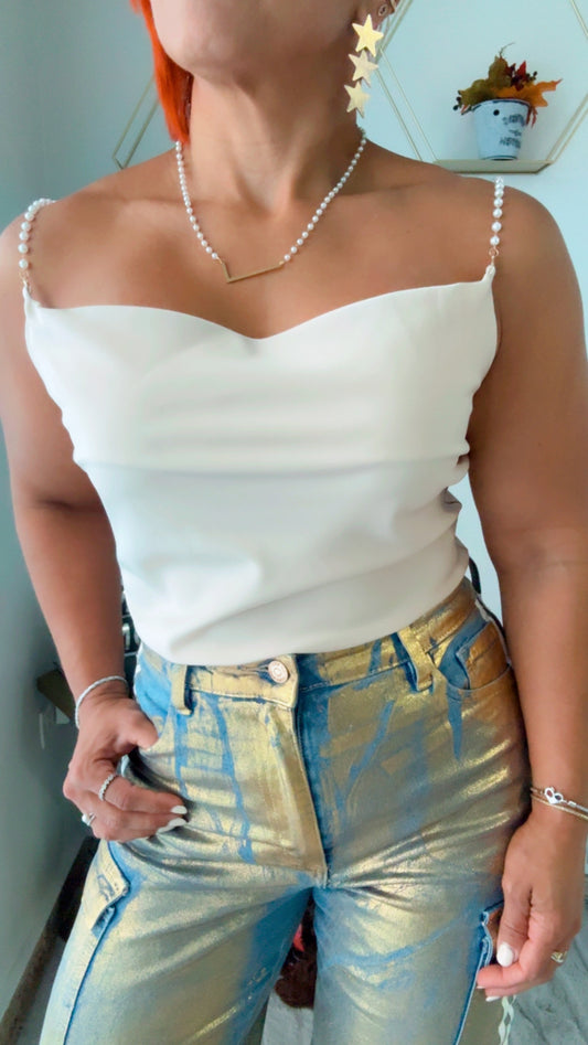 Champagne Pearls Top