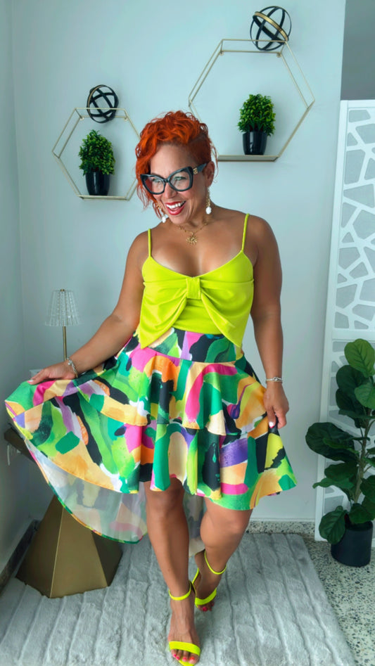 High to Low Colorfull Skirt