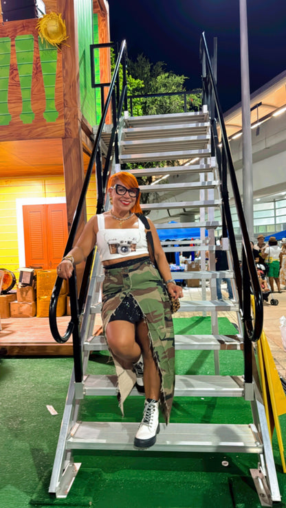 Cargo Camouflage Midi Skirt
