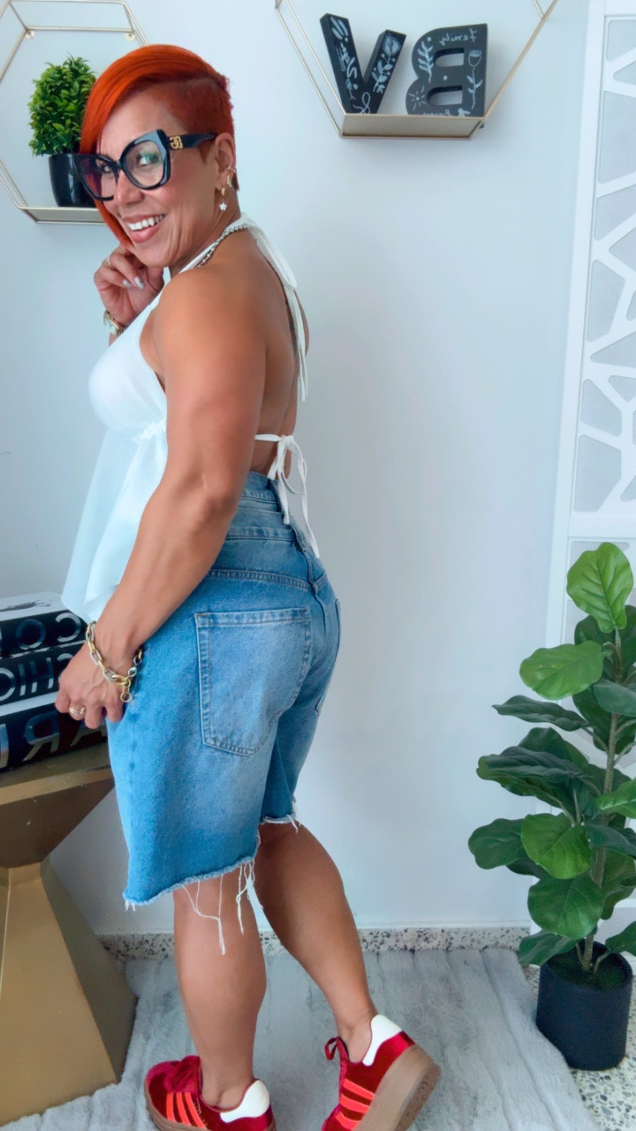 White Halter Backless Top