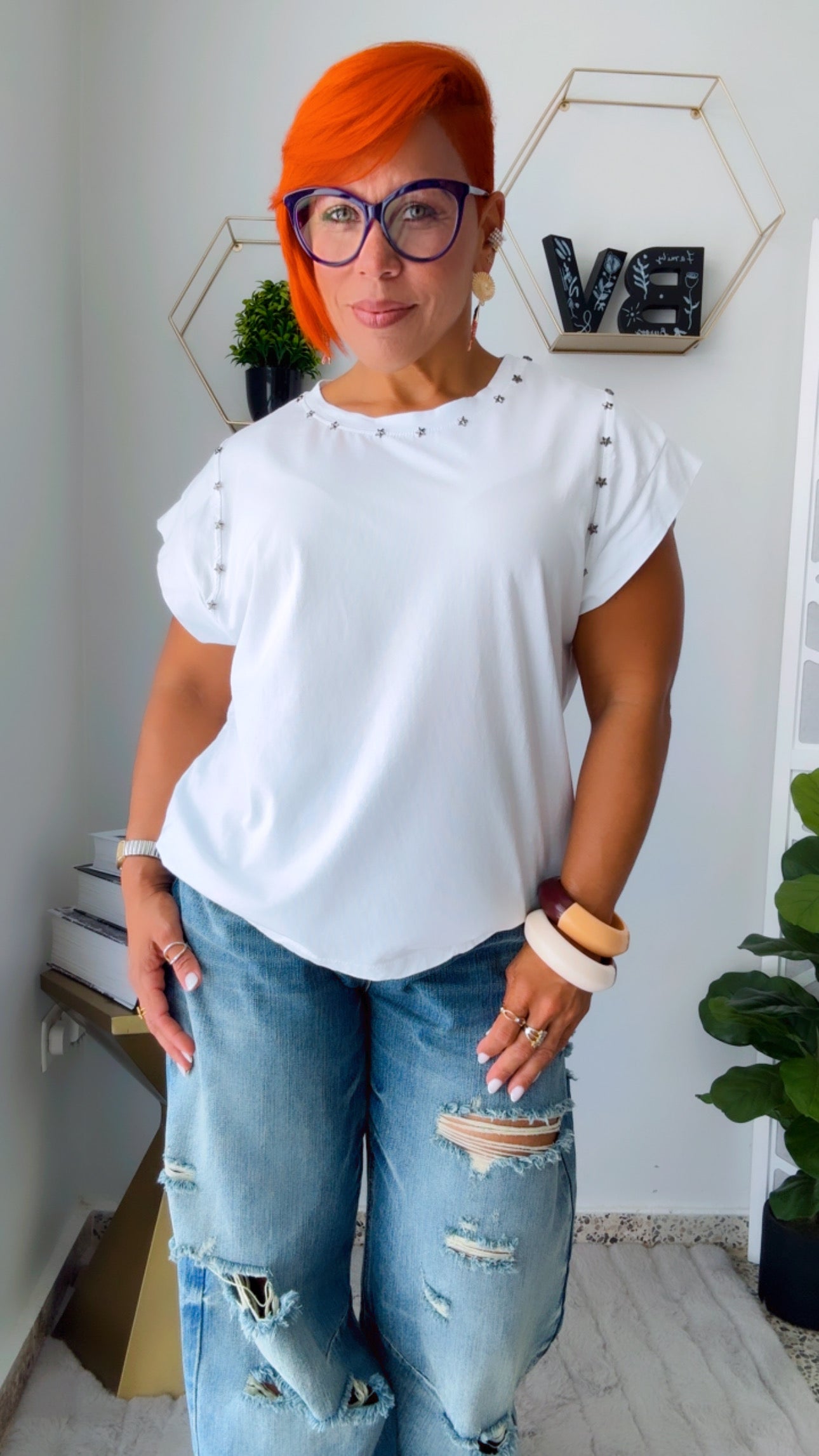 Silver Star Muse Top - White