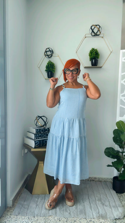 Vintage Striped Midi Dress