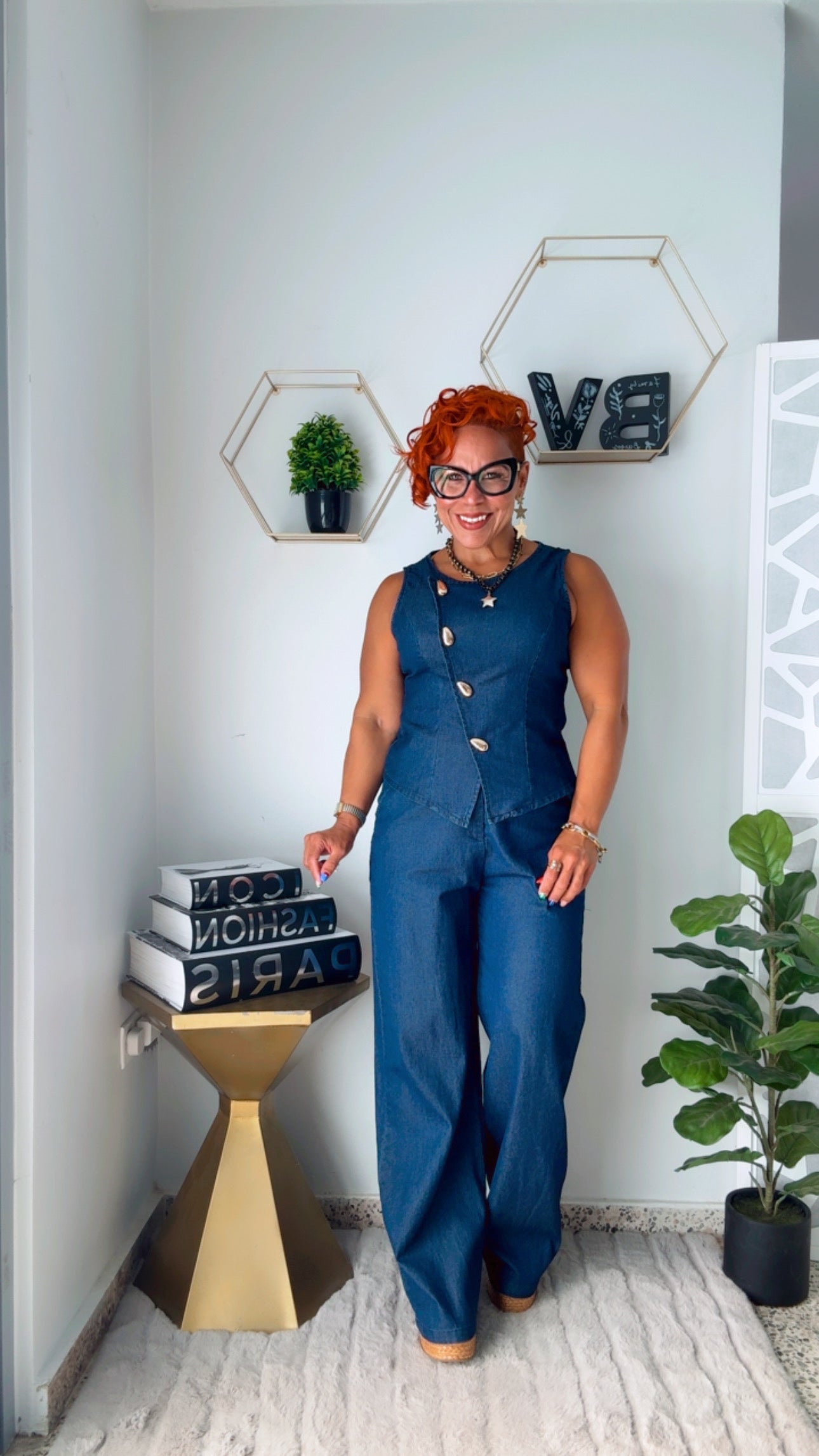 Dark Denim Elegant  Pant  Set