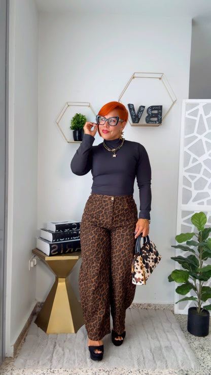 Leopard Barrel Jean