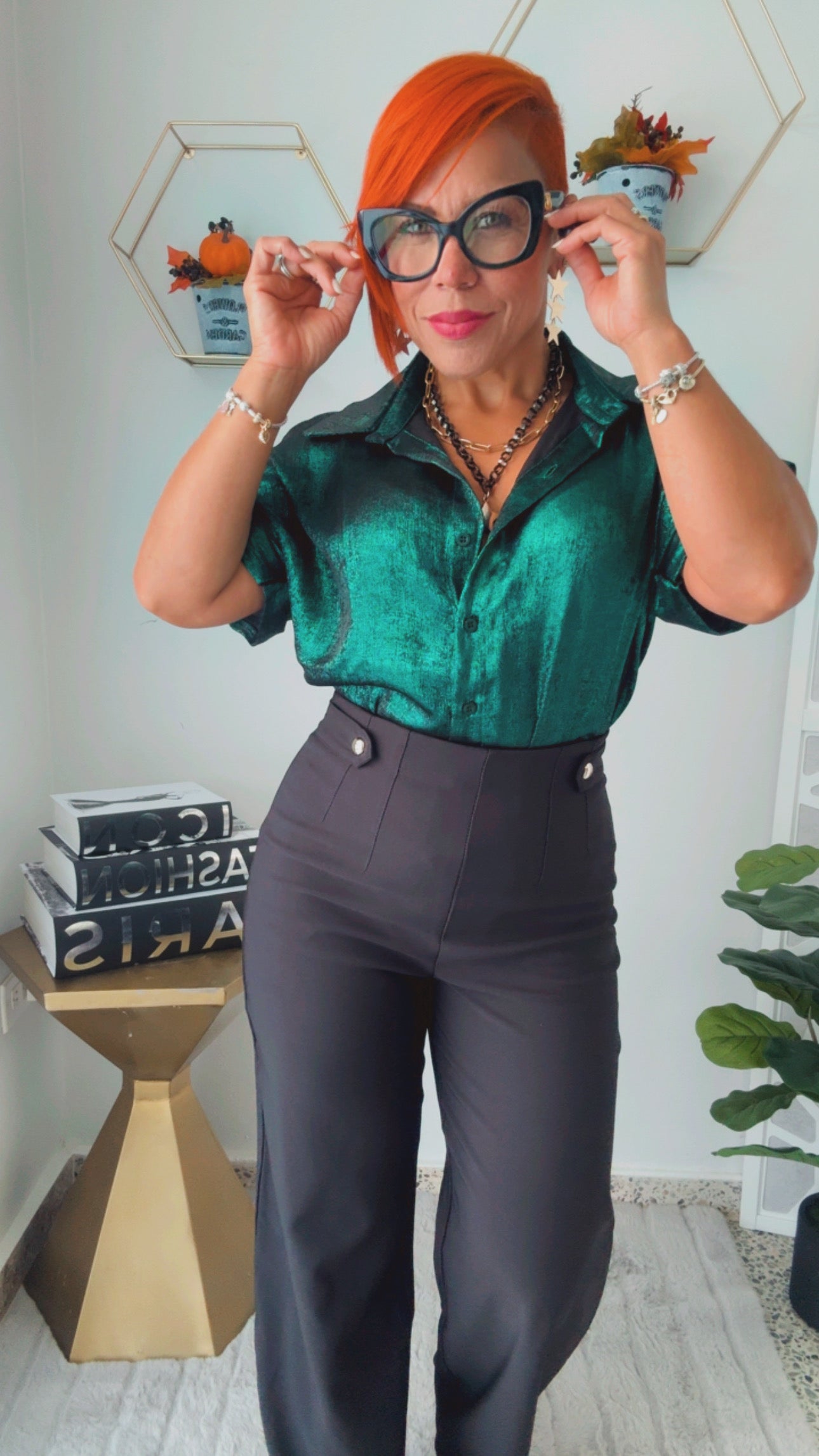 Metallic Hunted Green Blouse