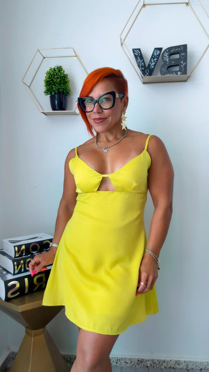 Please Lemonade 🍋 Open Back Mini Dress