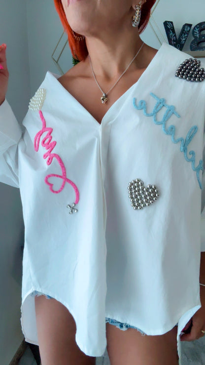 High low Button Down Blouse - Love Inspiration
