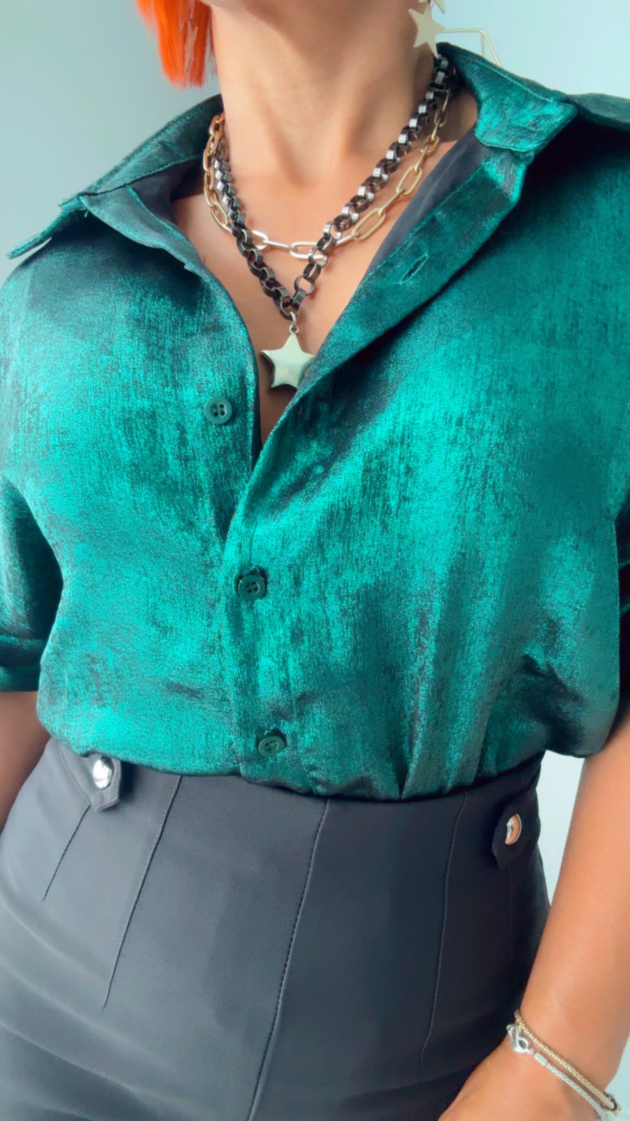 Metallic Hunted Green Blouse