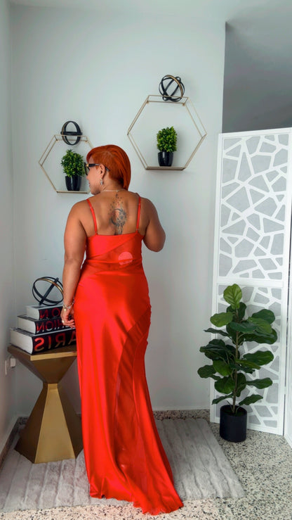 Ruby Red Satin Dress