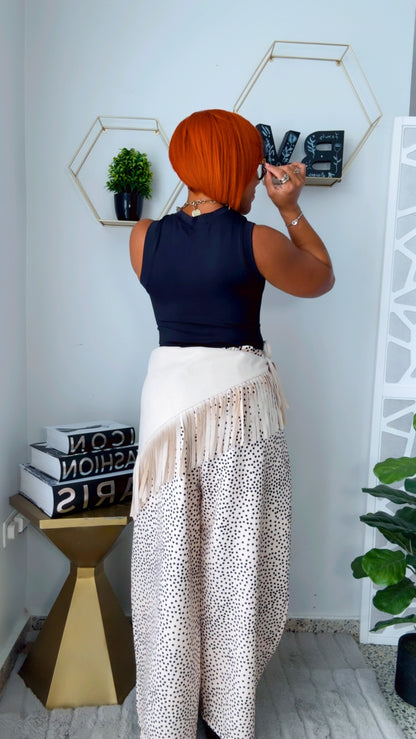 Beige Fringed Scarf