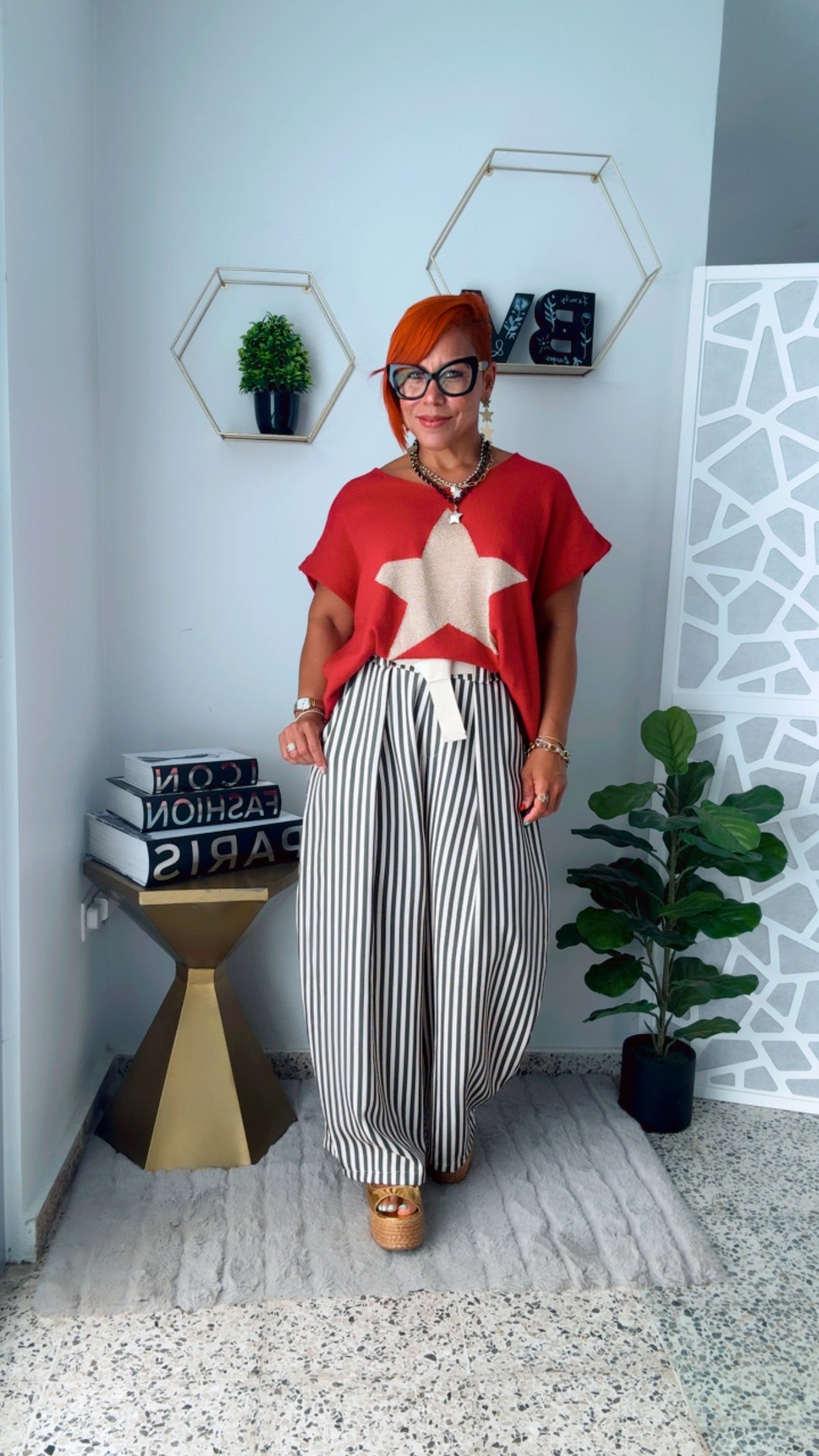 Red Cherry Star Oversized Shirt