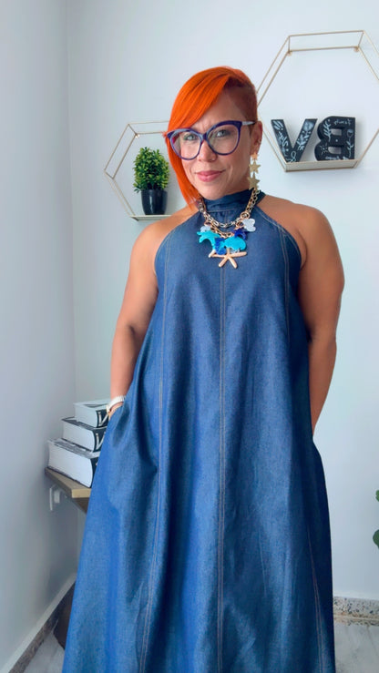 Dark Denim Maxi Dress