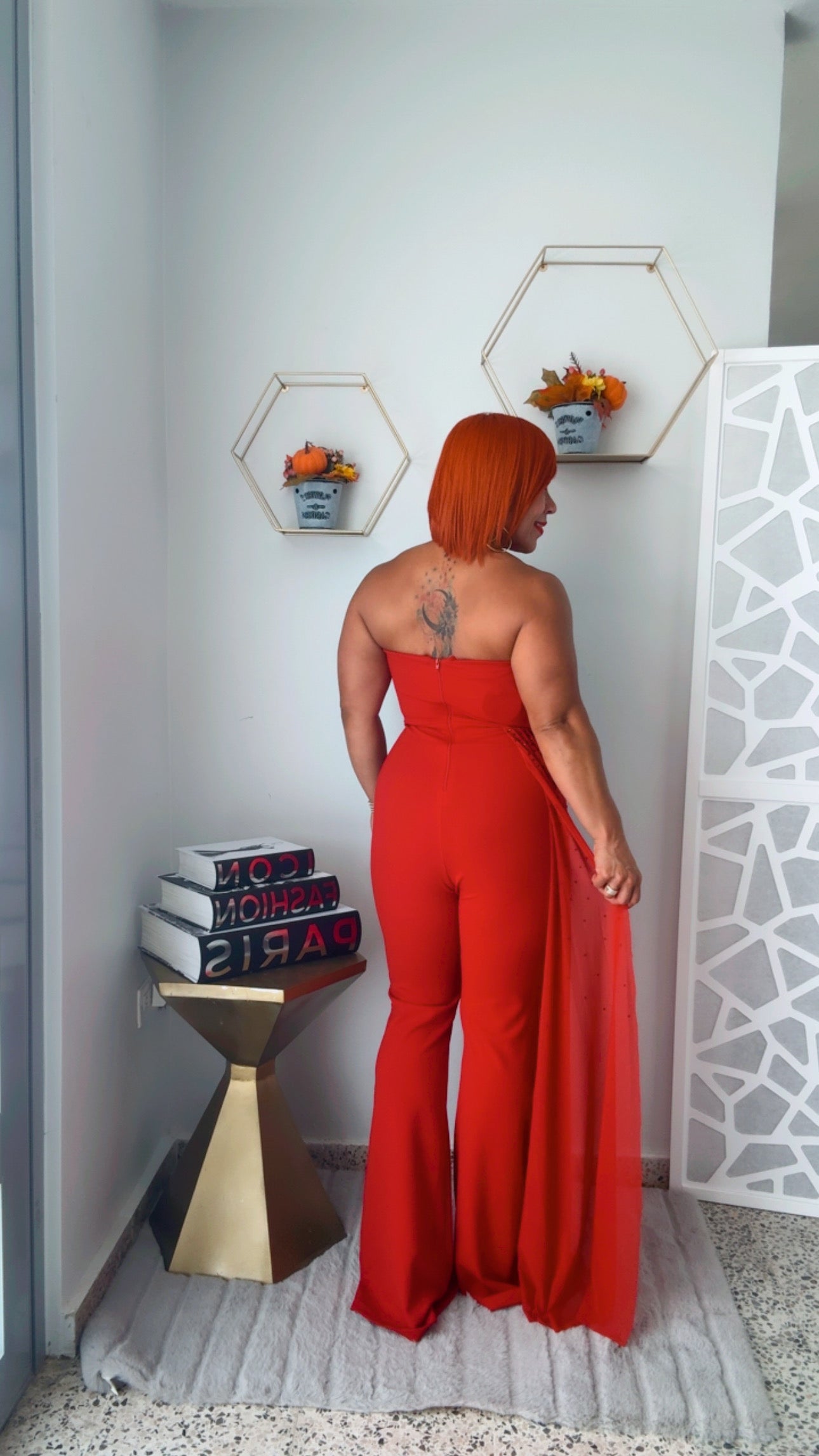 Passion Red Rhinestone Jumpsuit