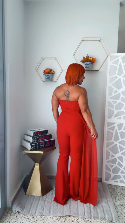 Passion Red Rhinestone Jumpsuit