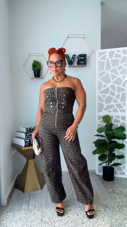 Leopard Barrel & Napoleon Jumpsuit