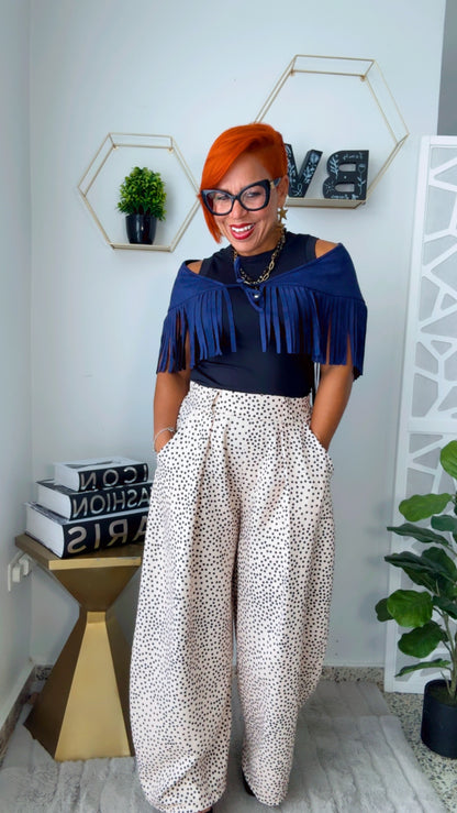 Blue Fringed Scarf