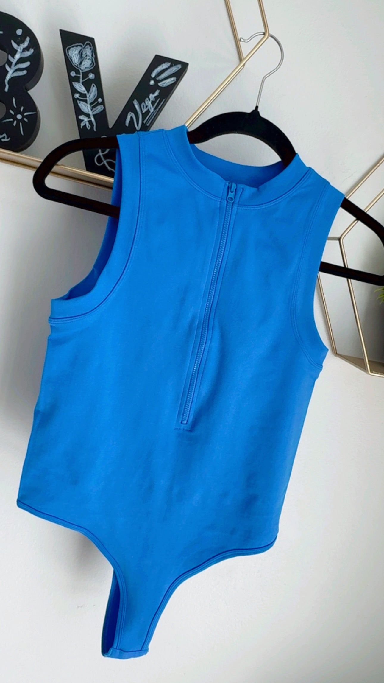 Blue Basic BodySuit with front Zipper