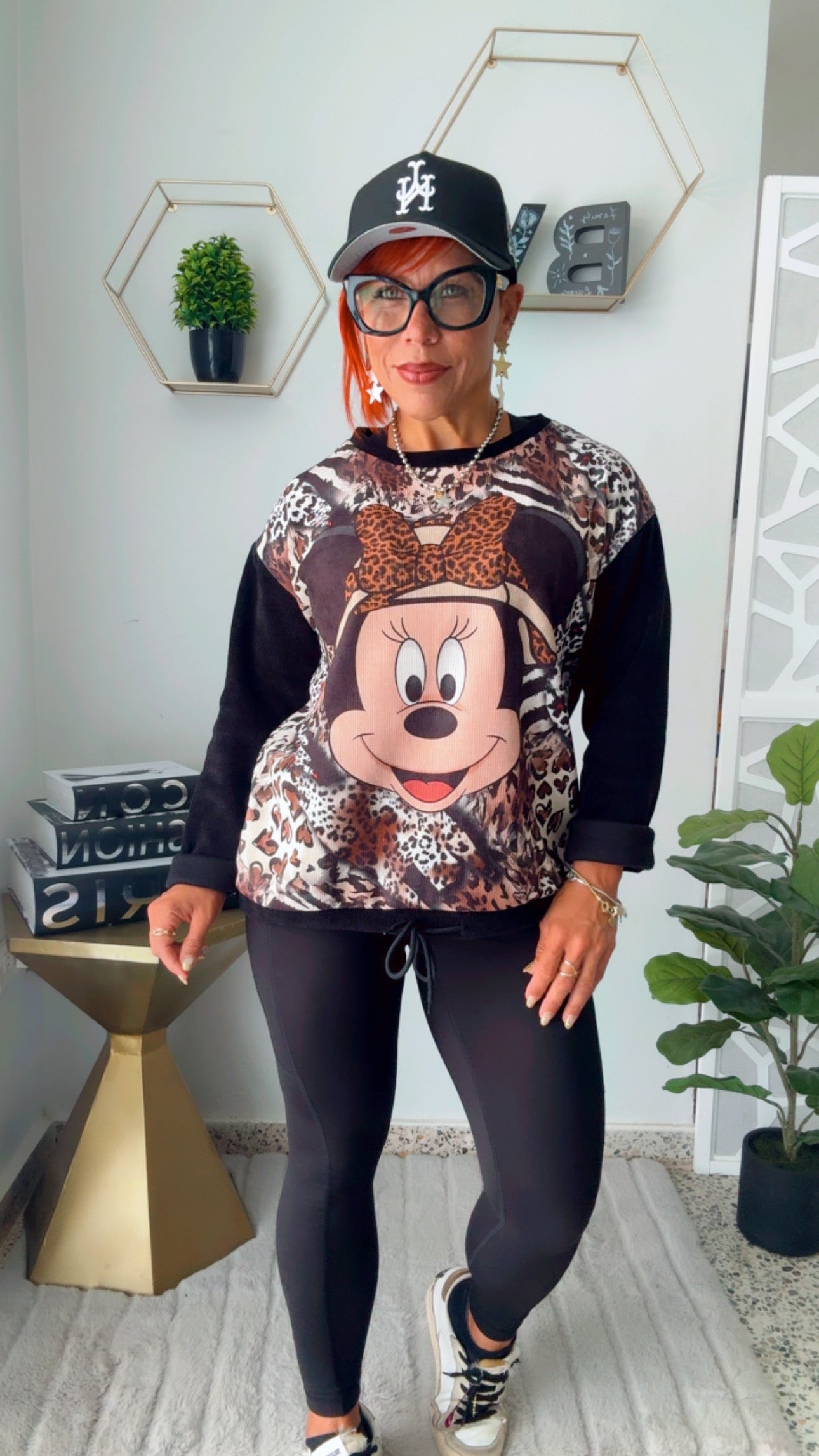 Minnie Mouse Animal Print Light Sweater