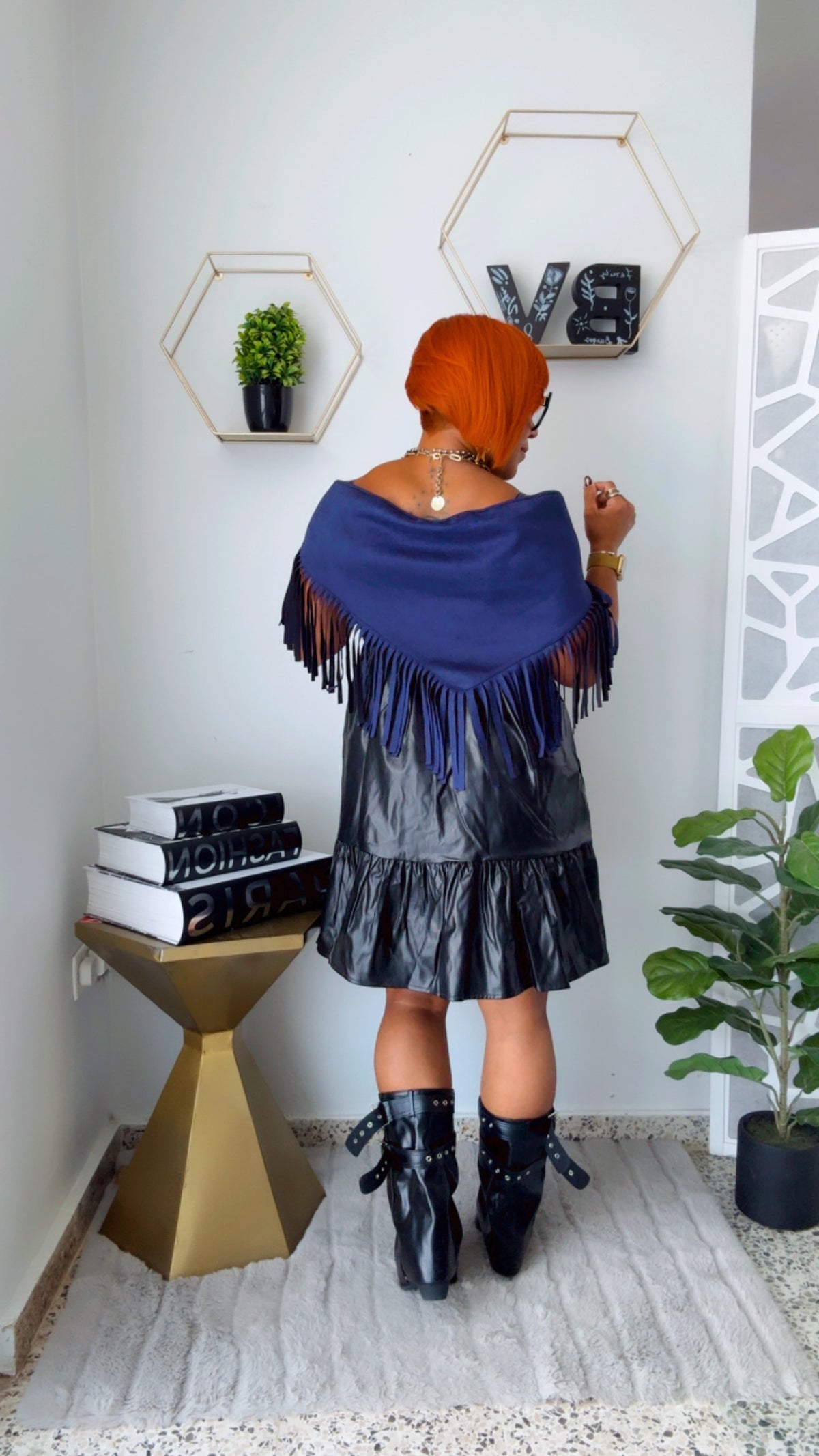 Blue Fringed Scarf