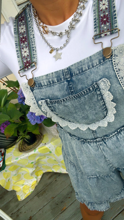 Denim Wide Leg Romper