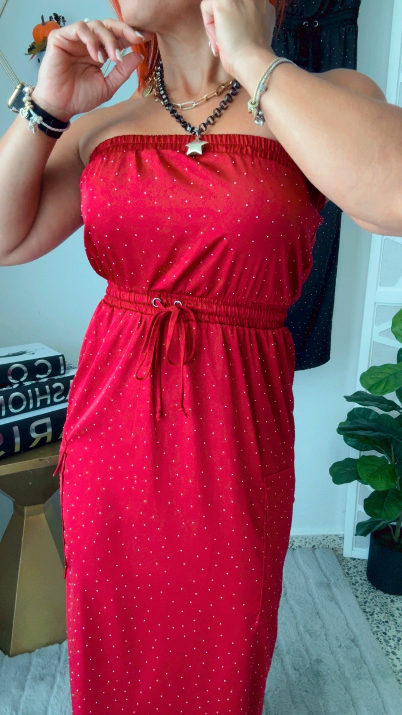 Burgundy Strapless Dress