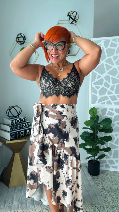 Cow Tie-Dye Wrap Around Skirt