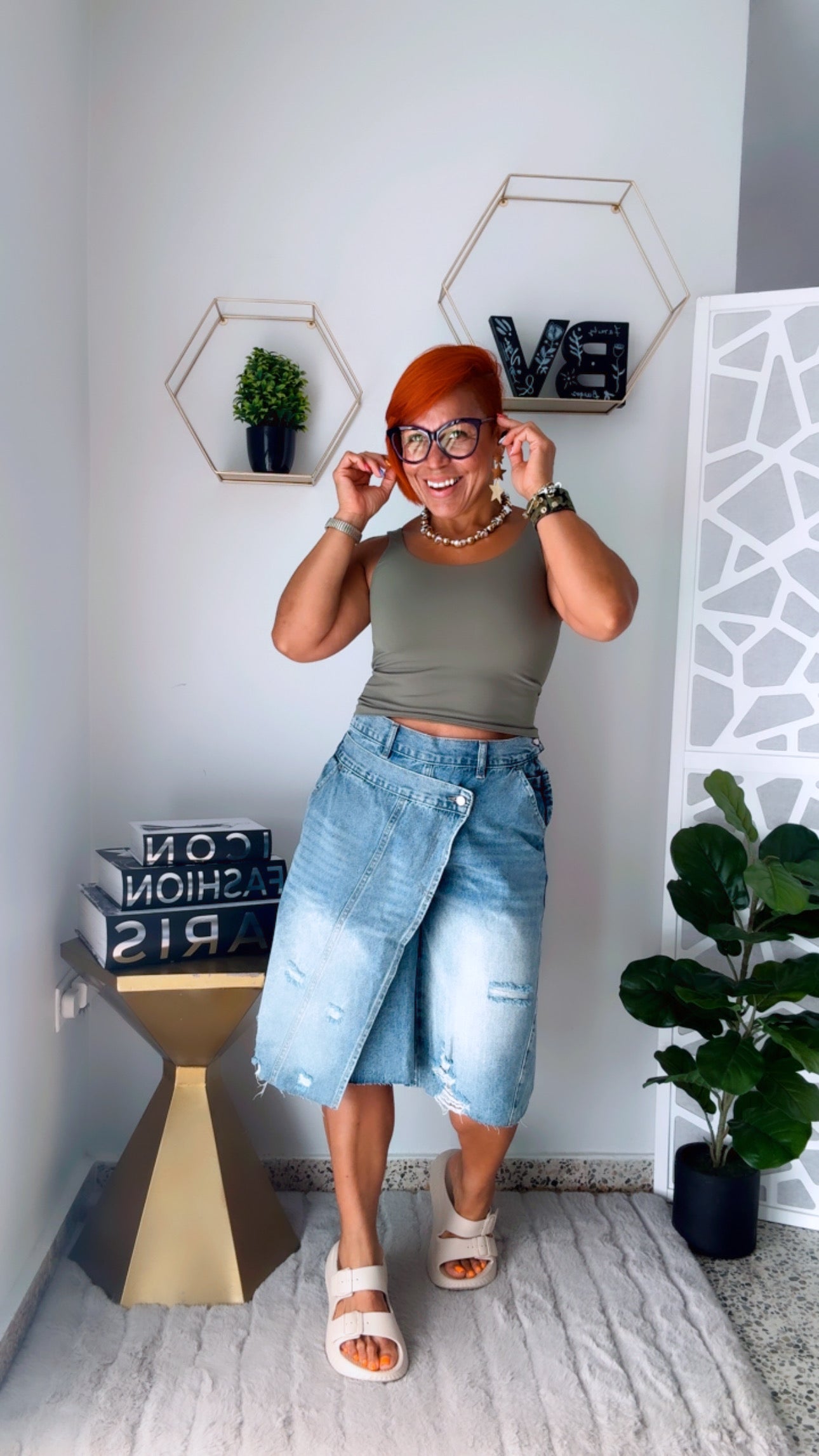 Vintage Wash Asymmetrical Jorts