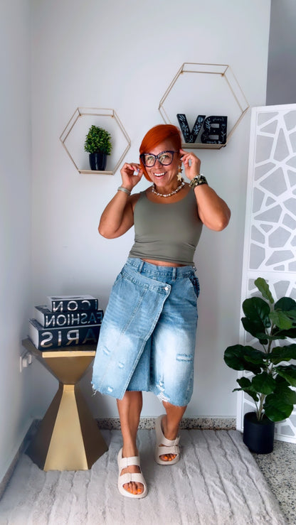 Vintage Wash Asymmetrical Jorts