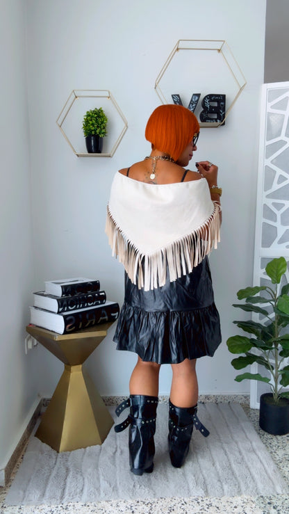 Beige Fringed Scarf