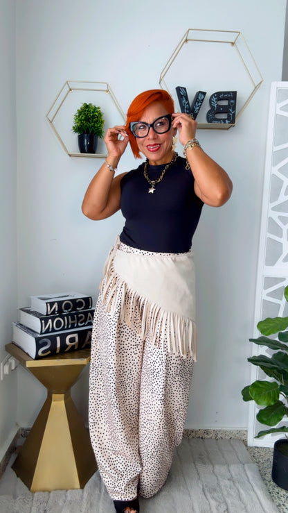 Beige Fringed Scarf
