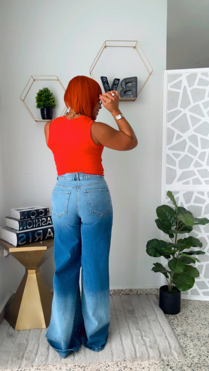 Front Beaded Light Blue Jeans