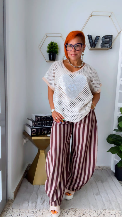 Silver Rhinestone Hearth Crochet Glam Top
