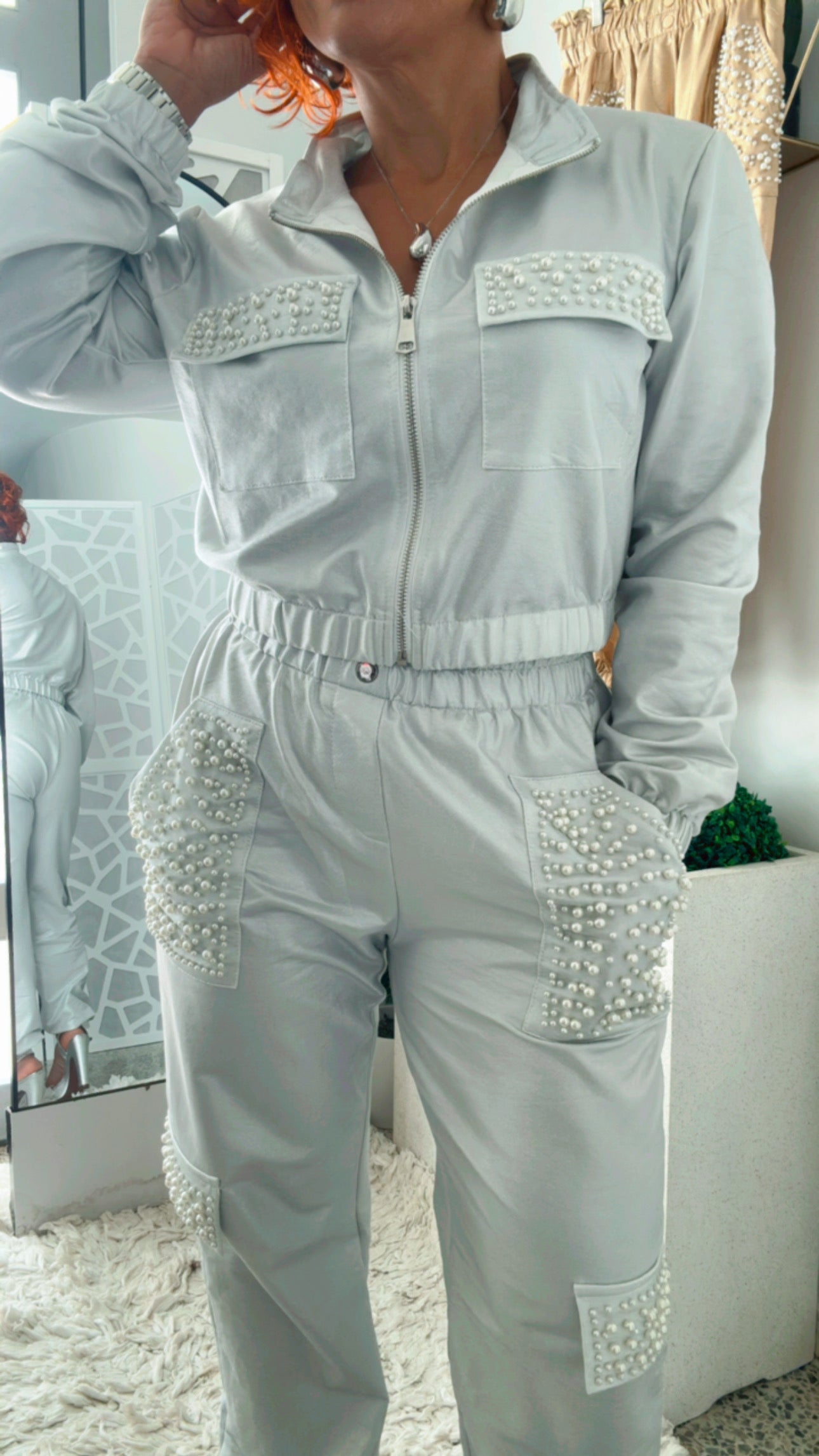 Metallic Pearls Jogger Set