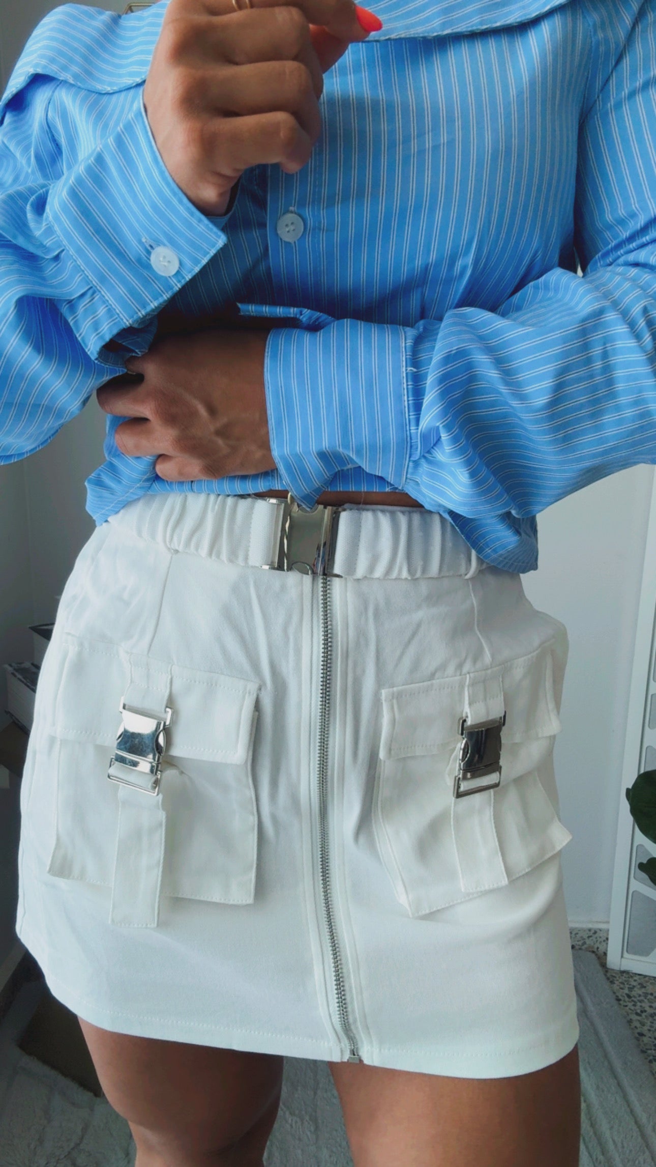 White Cargo Skirt