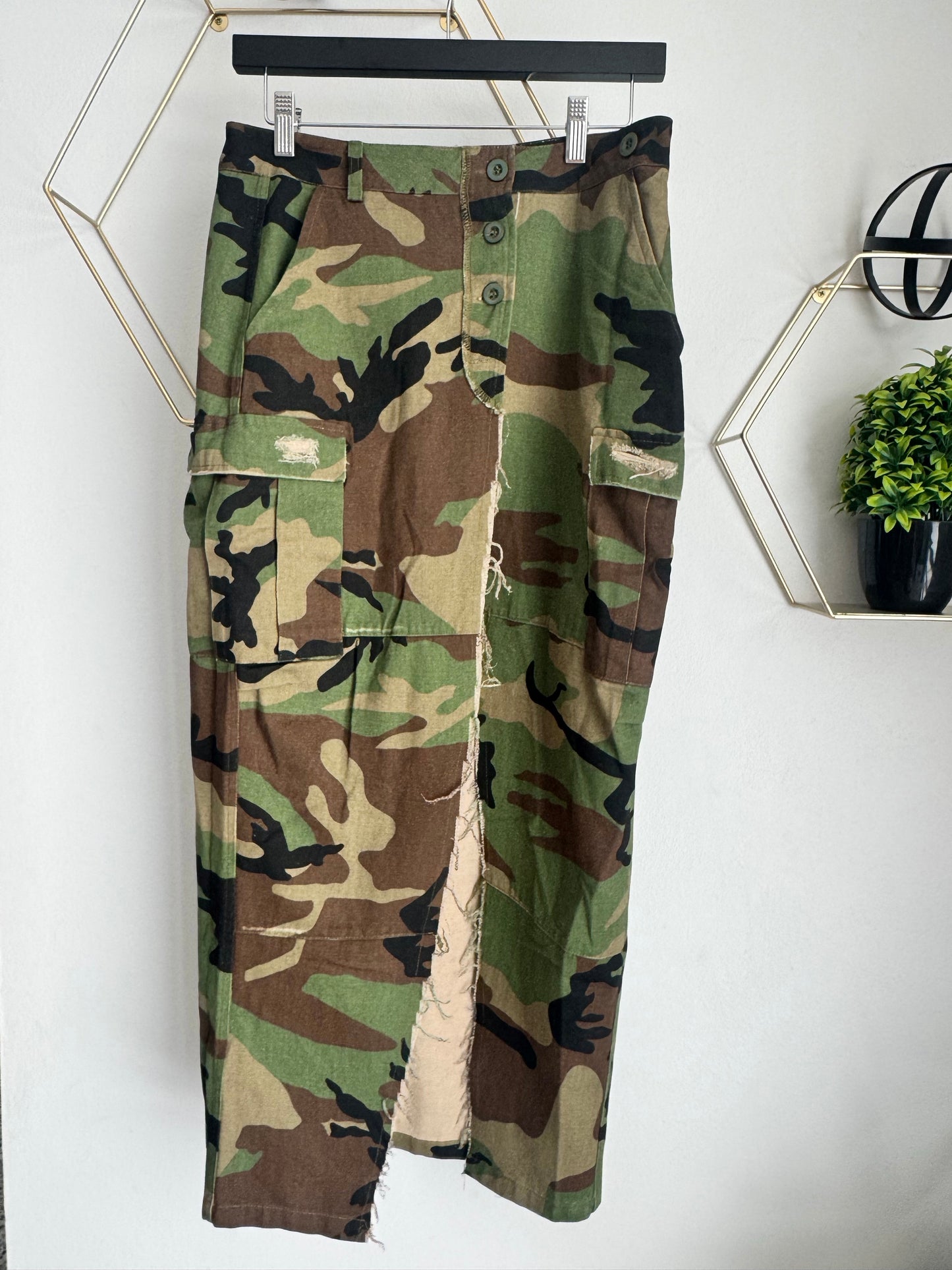 Cargo Camouflage Midi Skirt