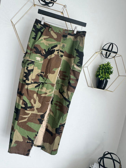 Cargo Camouflage Midi Skirt