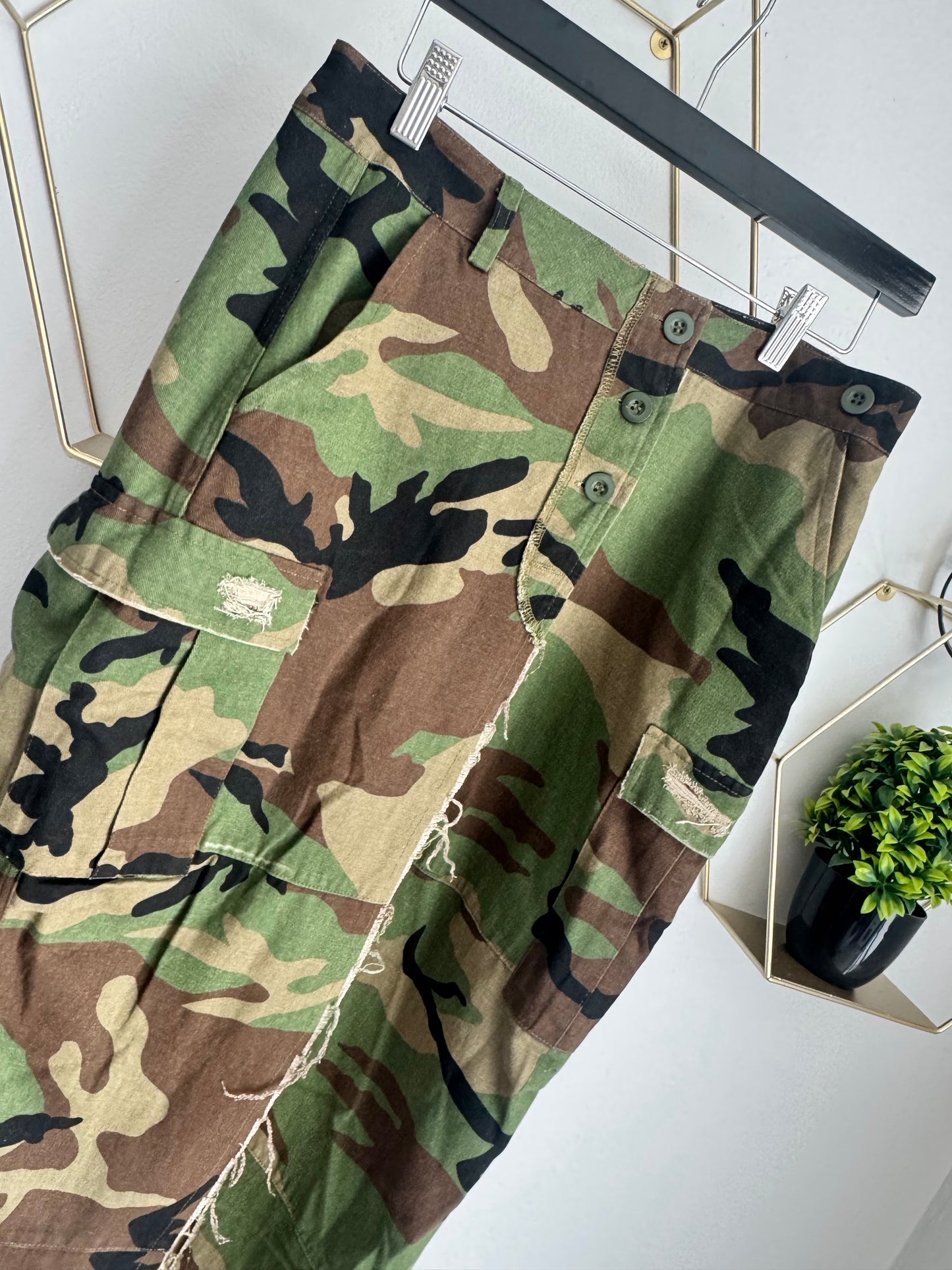Cargo Camouflage Midi Skirt
