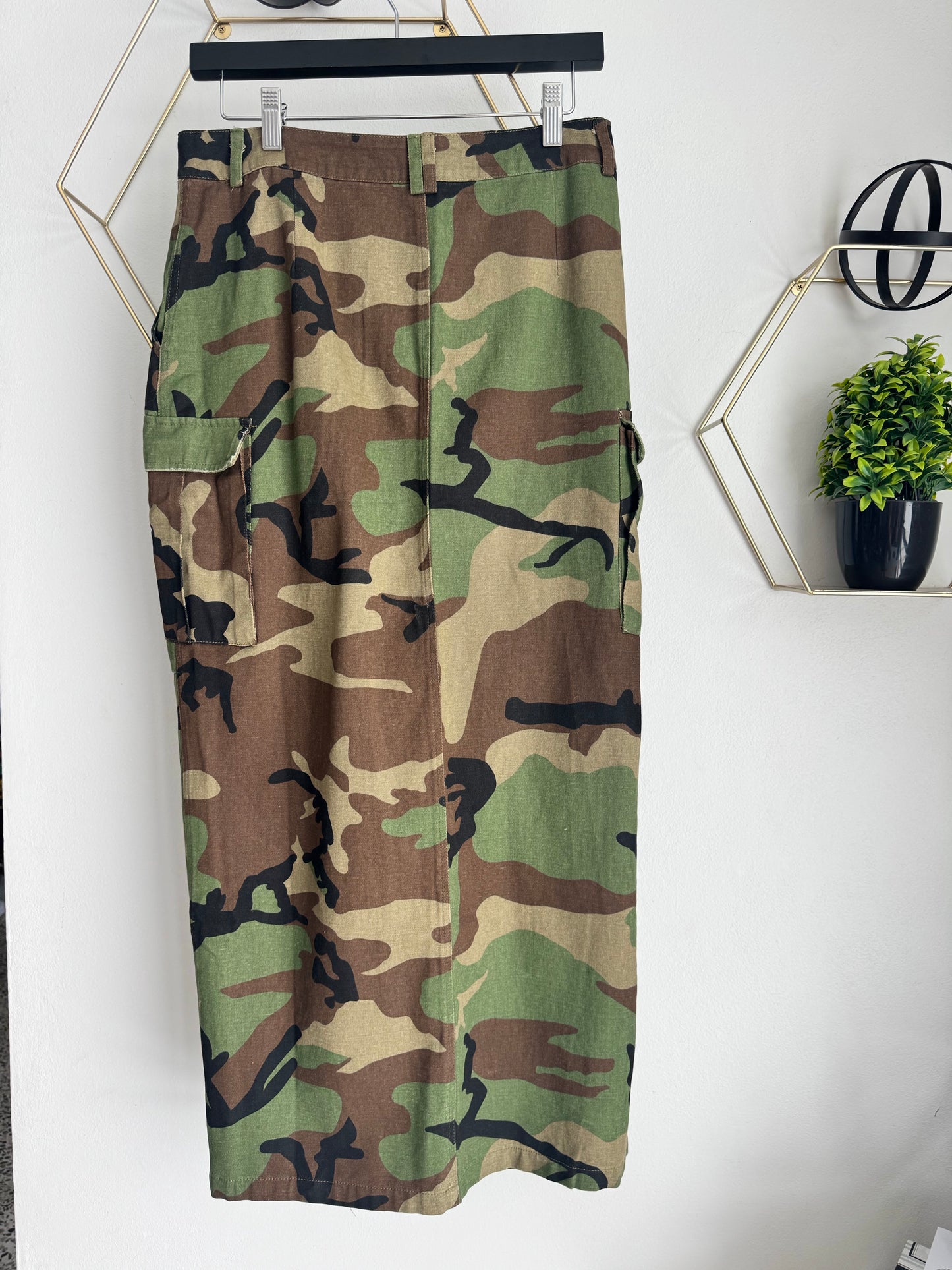 Cargo Camouflage Midi Skirt