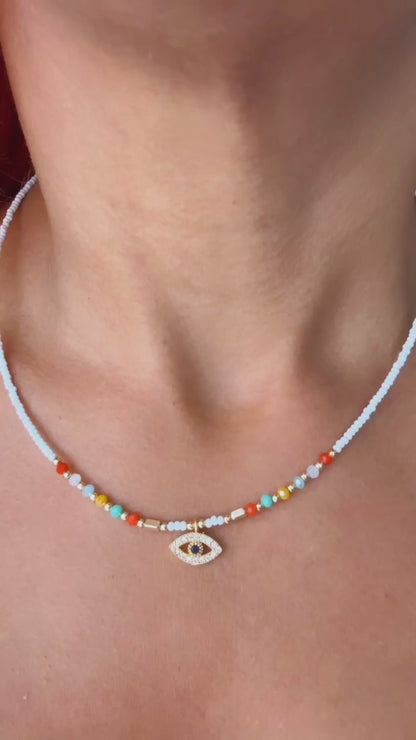 Collar Blanco Ojo Turco